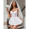 imageAvidlove Lingerie for Women Sexy Lace Babydoll Mesh Chemise Boudoir Nighty with Garter BeltWhite