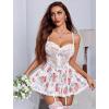 imageAvidlove Lingerie for Women Sexy Lace Babydoll Mesh Chemise Boudoir Nighty with Garter BeltWhite Floral