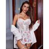 imageAvidlove Lingerie for Women Sexy Lace Babydoll Mesh Chemise Boudoir Nighty with Garter BeltWhite Floral