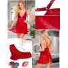 imageAvidlove Women Lingerie Lace Babydoll Strap Chemise Halter Teddy V Neck Mesh NightgownA Red
