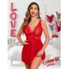 imageAvidlove Women Lingerie Lace Babydoll Strap Chemise Halter Teddy V Neck Mesh NightgownA Red
