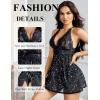 imageAvidlove Women Lingerie Lace Babydoll Strap Chemise Halter Teddy V Neck Mesh NightgownGlue Stars