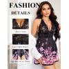 imageAvidlove Women Lingerie Lace Babydoll Strap Chemise Halter Teddy V Neck Mesh NightgownGradient Flowers