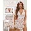 imageAvidlove Women Lingerie Lace Babydoll Strap Chemise Halter Teddy V Neck Mesh NightgownWhite Strawberry Print