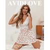 imageAvidlove Women Lingerie Lace Babydoll Strap Chemise Halter Teddy V Neck Mesh NightgownWhite Strawberry Print