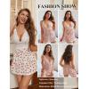 imageAvidlove Women Lingerie Lace Babydoll Strap Chemise Halter Teddy V Neck Mesh NightgownWhite Strawberry Print