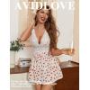 imageAvidlove Women Lingerie Lace Babydoll Strap Chemise Halter Teddy V Neck Mesh NightgownWhite Strawberry Print