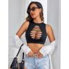 imageAvidlove Womens Fishnet Top Sexy Cut Out Crop Short Hollow Out Cropped Tank TopS M LBlack