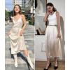 imageAvidlove Womens Satin Half Slip 36quot Lace Long Underskirt SXXLLight Khaki