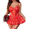 imageAvidlove Lingerie for Women Sexy Lace Babydoll Mesh Chemise Boudoir Nighty with Garter BeltRed Christmas
