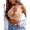 imageAvidlove Womens Fishnet Top Sexy Cut Out Crop Short Hollow Out Cropped Tank TopS M LChampagne