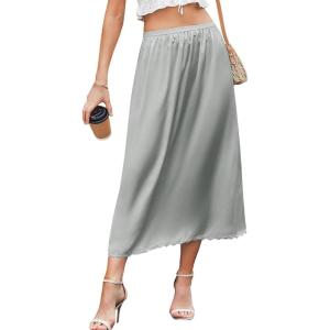 imageAvidlove Womens Satin Half Slip 36quot Lace Long Underskirt SXXLLight Gray