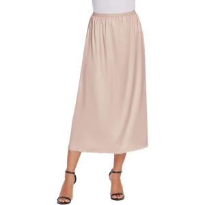 imageAvidlove Womens Satin Half Slip 36quot Lace Long Underskirt SXXLLight Khaki