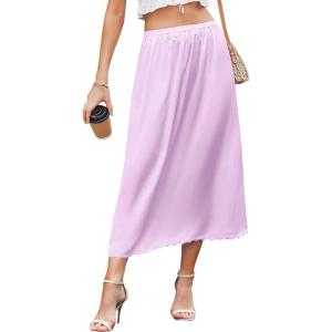 imageAvidlove Womens Satin Half Slip 36quot Lace Long Underskirt SXXLLight Purple