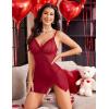 imageAvidlove Lingerie for Women Sexy Babydoll Lingerie Sheer Mesh Bodycon Mini Night Out Club Dress Side SlitWine Red