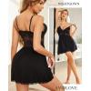 imageAvidlove Women Chemise Night Gown Lace Modal Sleepwear VNeck Full Slip Babydoll Lingerie Sexy NightgownsBlack
