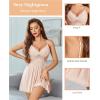 imageAvidlove Women Chemise Night Gown Lace Modal Sleepwear VNeck Full Slip Babydoll Lingerie Sexy NightgownsChampagne