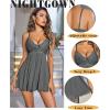 imageAvidlove Women Chemise Night Gown Lace Modal Sleepwear VNeck Full Slip Babydoll Lingerie Sexy NightgownsDark Gray