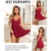 imageAvidlove Women Chemise Night Gown Lace Modal Sleepwear VNeck Full Slip Babydoll Lingerie Sexy NightgownsDark Red