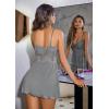 imageAvidlove Women Chemise Night Gown Lace Modal Sleepwear VNeck Full Slip Babydoll Lingerie Sexy NightgownsGrey