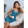 imageAvidlove Women Chemise Night Gown Lace Modal Sleepwear VNeck Full Slip Babydoll Lingerie Sexy NightgownsLake Blue
