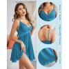 imageAvidlove Women Chemise Night Gown Lace Modal Sleepwear VNeck Full Slip Babydoll Lingerie Sexy NightgownsLake Blue