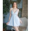 imageAvidlove Women Chemise Night Gown Lace Modal Sleepwear VNeck Full Slip Babydoll Lingerie Sexy NightgownsLight Blue
