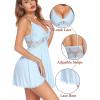 imageAvidlove Women Chemise Night Gown Lace Modal Sleepwear VNeck Full Slip Babydoll Lingerie Sexy NightgownsLight Blue
