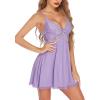 imageAvidlove Women Chemise Night Gown Lace Modal Sleepwear VNeck Full Slip Babydoll Lingerie Sexy NightgownsLight Purple