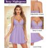 imageAvidlove Women Chemise Night Gown Lace Modal Sleepwear VNeck Full Slip Babydoll Lingerie Sexy NightgownsLight Purple