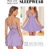 imageAvidlove Women Chemise Night Gown Lace Modal Sleepwear VNeck Full Slip Babydoll Lingerie Sexy NightgownsLight Purple