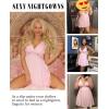 imageAvidlove Women Chemise Night Gown Lace Modal Sleepwear VNeck Full Slip Babydoll Lingerie Sexy NightgownsPink