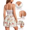imageAvidlove Women Chemise Night Gown Lace Modal Sleepwear VNeck Full Slip Babydoll Lingerie Sexy NightgownsWhite Flower
