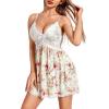 imageAvidlove Women Chemise Night Gown Lace Modal Sleepwear VNeck Full Slip Babydoll Lingerie Sexy NightgownsWhite Flower