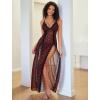 imageAvidlove Women Lingerie Lace Babydoll Chemise Sexy Mesh Nightdress V Neck Nightwear Side Split NightgownBlack Love Heart Print