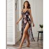 imageAvidlove Women Lingerie Lace Babydoll Chemise Sexy Mesh Nightdress V Neck Nightwear Side Split NightgownBlack Print