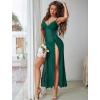imageAvidlove Women Lingerie Lace Babydoll Chemise Sexy Mesh Nightdress V Neck Nightwear Side Split NightgownDark Green