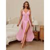imageAvidlove Women Lingerie Lace Babydoll Chemise Sexy Mesh Nightdress V Neck Nightwear Side Split NightgownPink