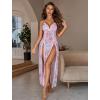 imageAvidlove Women Lingerie Lace Babydoll Chemise Sexy Mesh Nightdress V Neck Nightwear Side Split NightgownPink Print