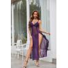 imageAvidlove Women Lingerie Lace Babydoll Chemise Sexy Mesh Nightdress V Neck Nightwear Side Split NightgownPurple