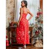 imageAvidlove Women Lingerie Lace Babydoll Chemise Sexy Mesh Nightdress V Neck Nightwear Side Split NightgownRed Christams Print