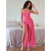 imageAvidlove Women Lingerie Lace Babydoll Chemise Sexy Mesh Nightdress V Neck Nightwear Side Split NightgownRose Red Leopard Print