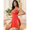 imageAvidlove Women Lingerie Lace Chemise Sexy Nightgown Modal Babydoll Side Slit SleepwearBred