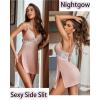 imageAvidlove Women Lingerie Lace Chemise Sexy Nightgown Modal Babydoll Side Slit SleepwearDusty Pink