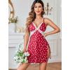 imageAvidlove Women Lingerie Lace Chemise Sexy Nightgown Modal Babydoll Side Slit SleepwearRedheart Print