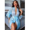 imageAvidlove Womens Lace Kimono Robe Babydoll Lingerie Mesh Nightgown S5XLBaby Blue