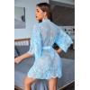 imageAvidlove Womens Lace Kimono Robe Babydoll Lingerie Mesh Nightgown S5XLBaby Blue
