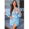 imageAvidlove Womens Lace Kimono Robe Babydoll Lingerie Mesh Nightgown S5XLBaby Blue