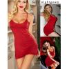 imageAvidlove Womens Nightgown Sexy Lace Sleepwear V Neck Full Slip Chemise Lingerie Cotton Night Gowns Babydoll Sleepshirt1 Dark Red