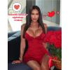 imageAvidlove Womens Nightgown Sexy Lace Sleepwear V Neck Full Slip Chemise Lingerie Cotton Night Gowns Babydoll Sleepshirt1 Dark Red